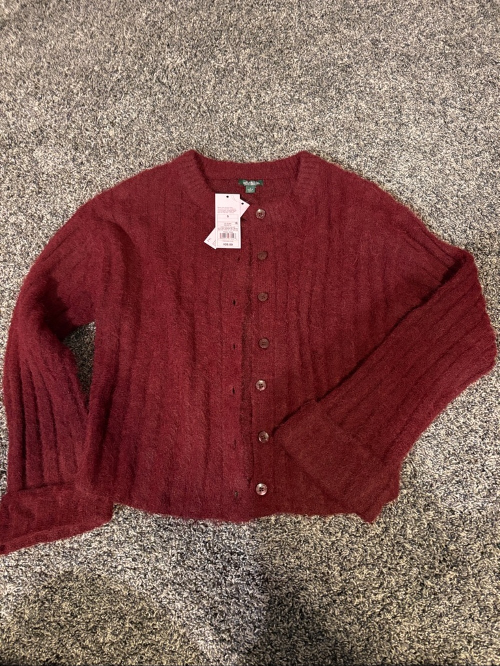 NWT Woman’s Small Ribbed Button Cardigan in Wine
